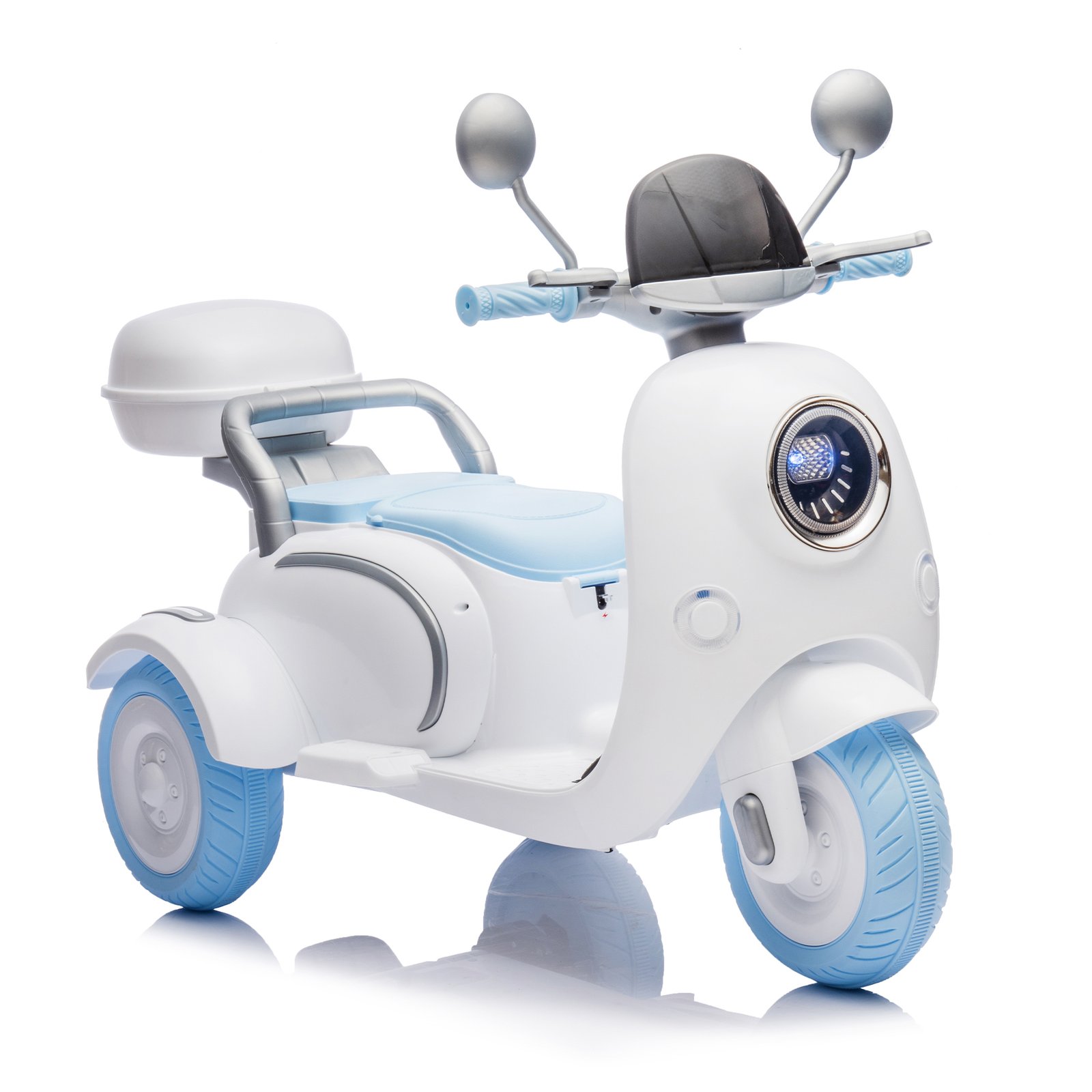 SMATEIGHT 12V Two-Seat Kids Ride-On Motorcycle — Blue