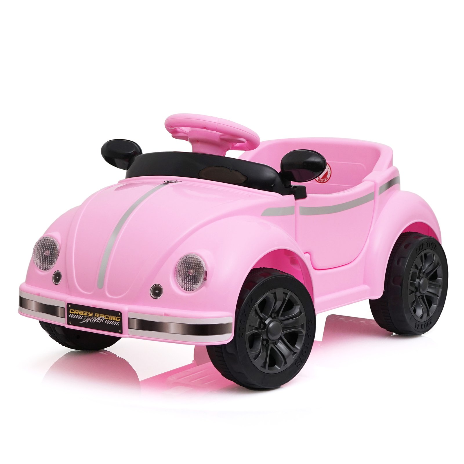 SMATEIGHT 12V Vintage Kids Ride-On Car — Pink