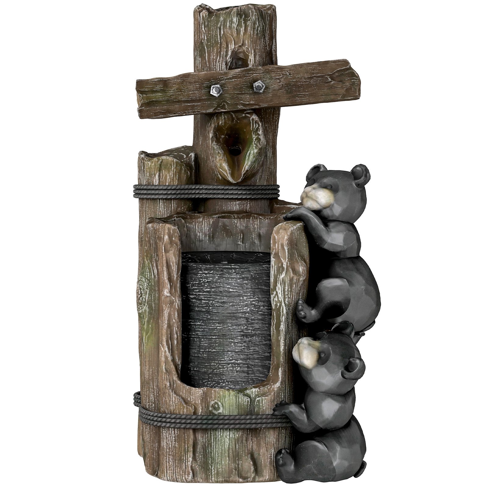 SMATEIGHT 22.8-Inch Resin Outdoor Water Fountain with LED Lights